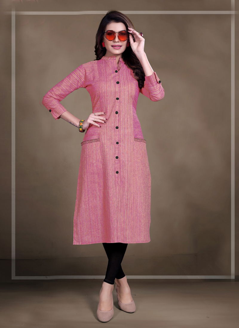 Rung Cotton Linen Straight Casual Office Wear Kurti Collection 1001-1008